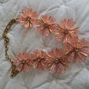 J. Crew Pink and Gold Floral Necklace